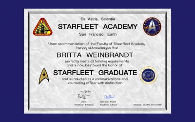 Selbstzertifizierung Britta Weinbrandt - Star Fleet Acadamy Graduate